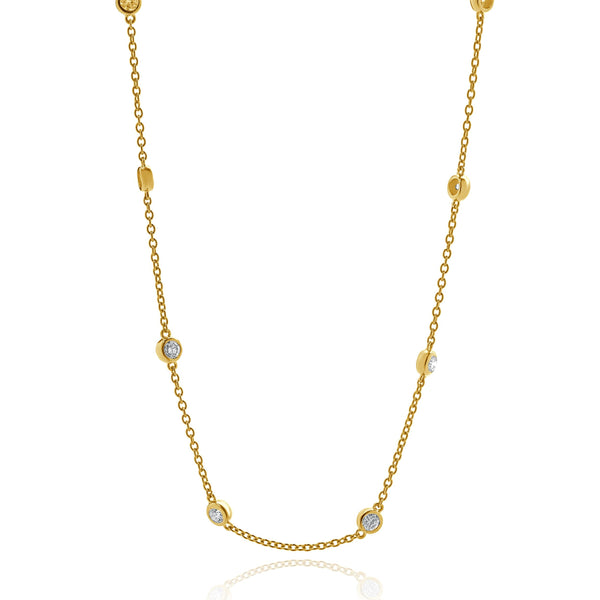 14 Karat Yellow Gold Diamond By The Yard Necklace
