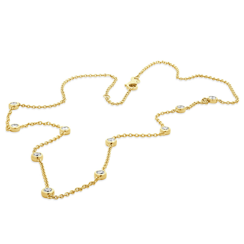 14 Karat Yellow Gold Diamond By The Yard Necklace