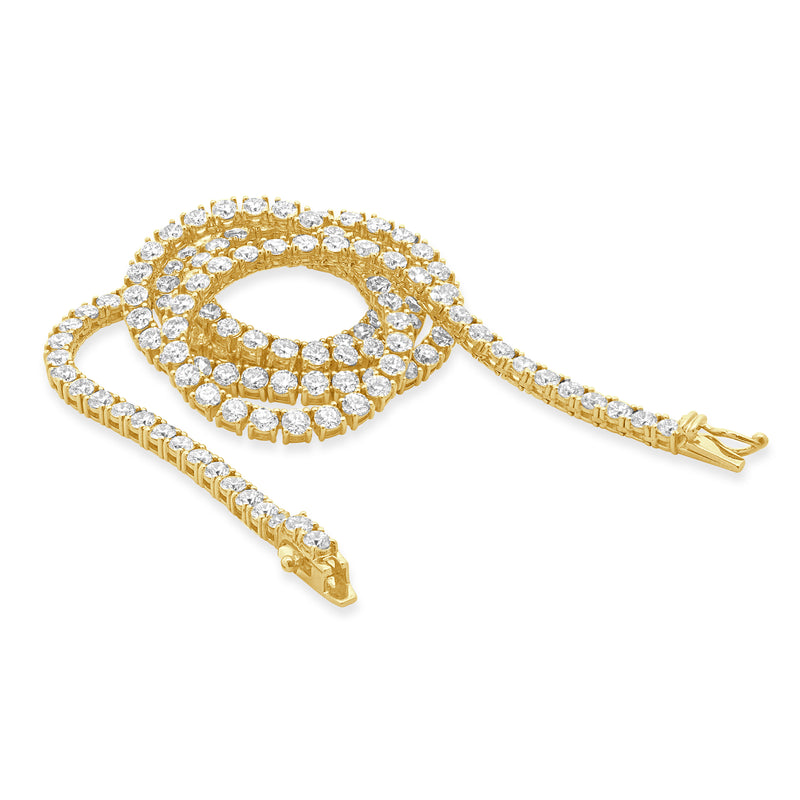 18 Karat Yellow Gold Diamond Inline Tennis Necklace