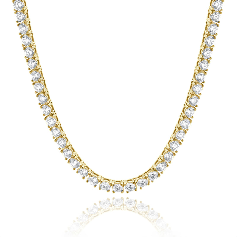 18 Karat Yellow Gold Diamond Inline Tennis Necklace