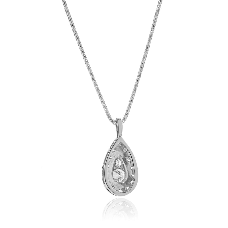 14 Karat White Gold Pear Drop Diamond Necklace