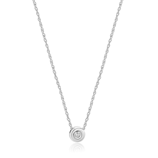 14 Karat White Gold Bezel Set Diamond Necklace