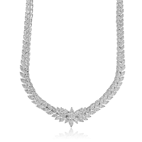 18 Karat White Gold Marquise Cut Diamond Collar Necklace