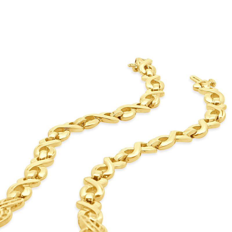 14K Yellow Gold Round Baguette Diamond Infinity Collar Necklace