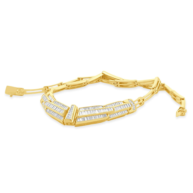 18 Karat Yellow Gold Baguette Diamond Chevron Collar Necklace