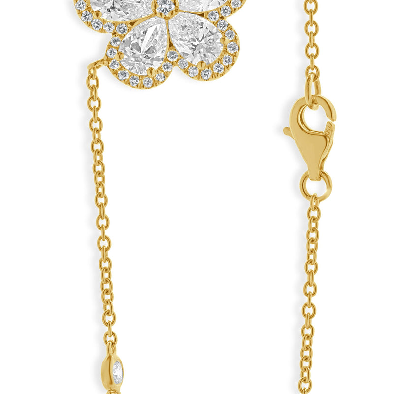 18 Karat Yellow Gold Diamond Flower Necklace