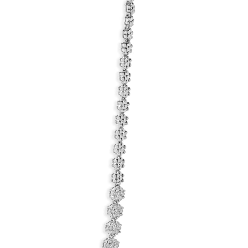 14 Karat White Gold Diamond Cluster Collar Necklace
