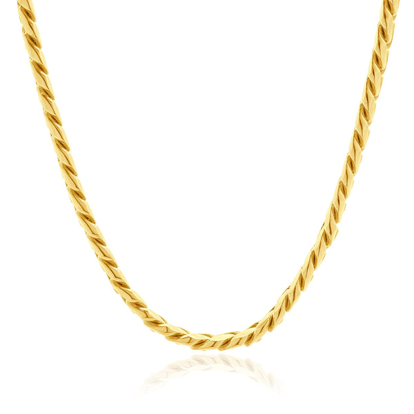 18 Karat Yellow Gold Cuban Link Chain Necklace with Diamond Clasp