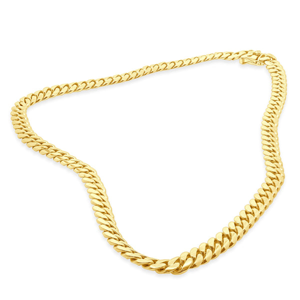 18 Karat Yellow Gold Cuban Link Chain Necklace with Diamond Clasp