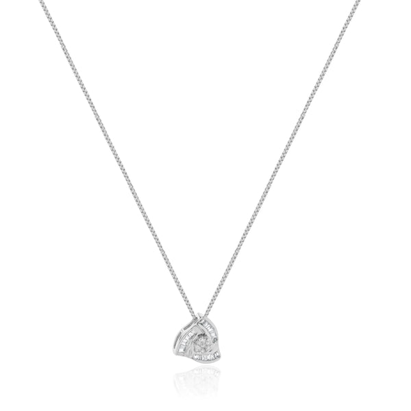 14 Karat White Gold Diamond Knot Necklace