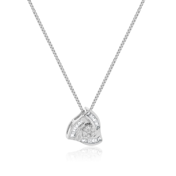 14 Karat White Gold Diamond Knot Necklace