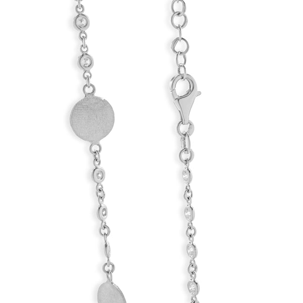 14 Karat White Gold Diamond By The Yard Gold Ball Necklace