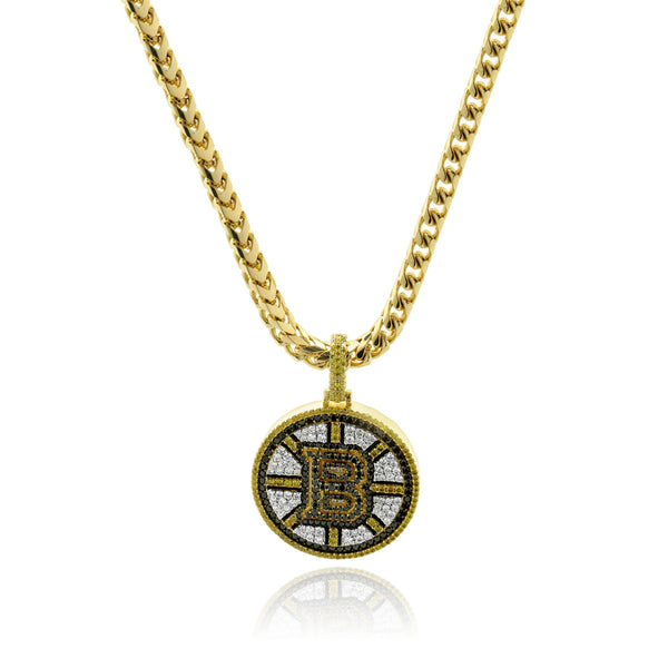 14 Karat Yellow Gold Lab Grown Diamond Boston Bruins Necklace