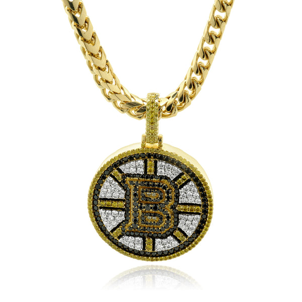 14 Karat Yellow Gold Lab Grown Diamond Boston Bruins Necklace