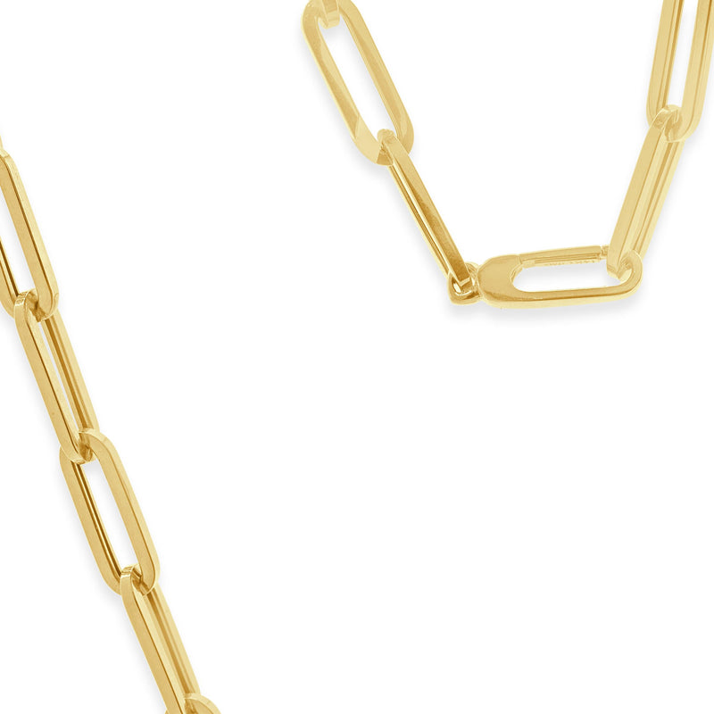 14 Karat Yellow Gold Diamond Paperclip Necklace
