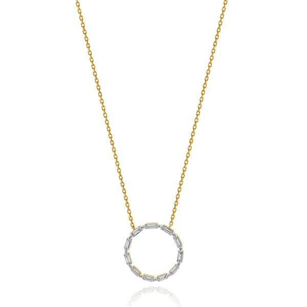 14 Karat Yellow Gold Open Diamond Circle Necklace