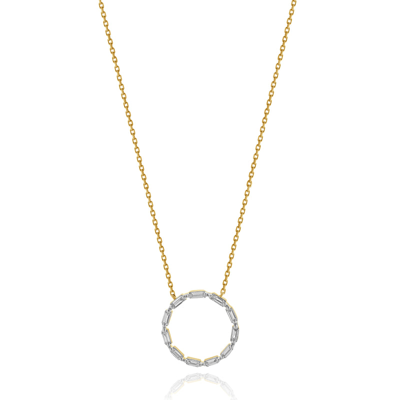 14 Karat Yellow Gold Open Diamond Circle Necklace