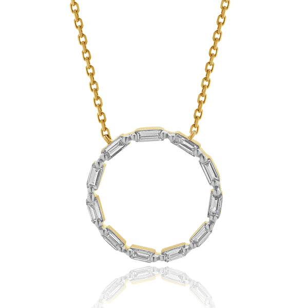 14 Karat Yellow Gold Open Diamond Circle Necklace