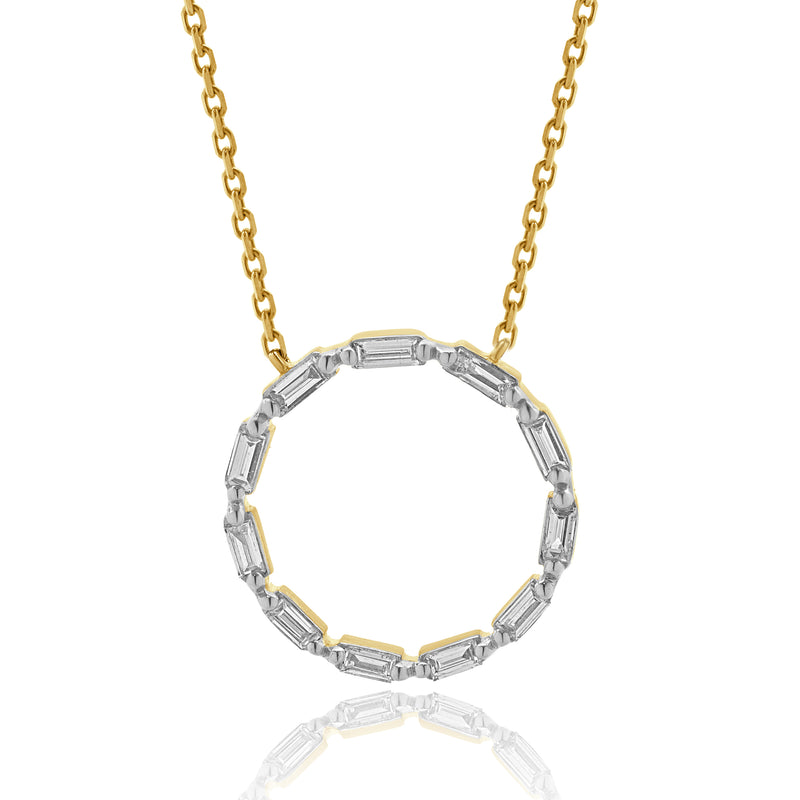 14 Karat Yellow Gold Open Diamond Circle Necklace