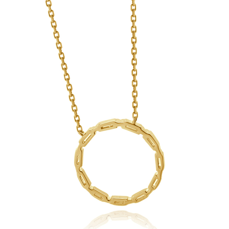 14 Karat Yellow Gold Open Diamond Circle Necklace