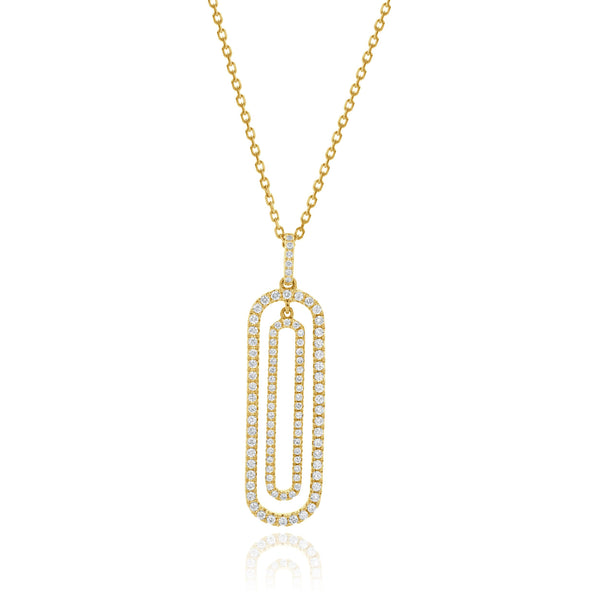 14 Karat Yellow Gold Double Open Circle Diamond Necklace