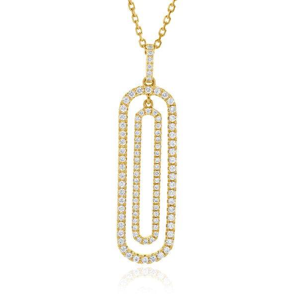 14 Karat Yellow Gold Double Open Circle Diamond Necklace