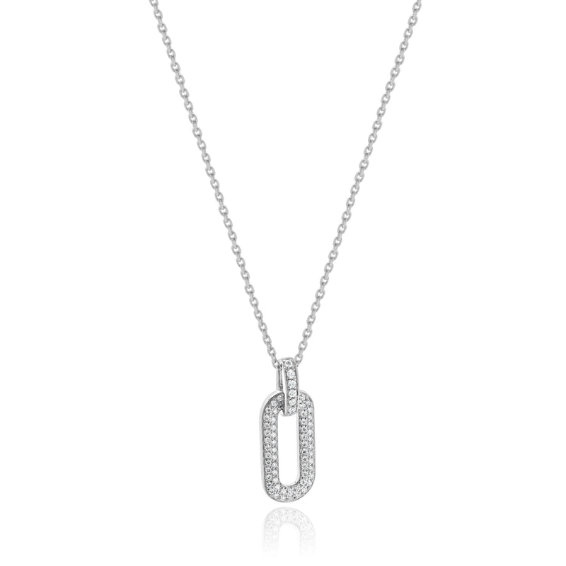 14 Karat White Gold Diamond Oval link Necklace