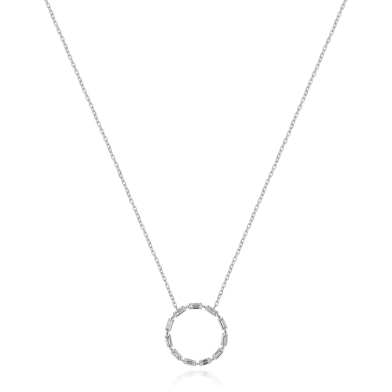 14 Karat White Gold Diamond Circle Necklace