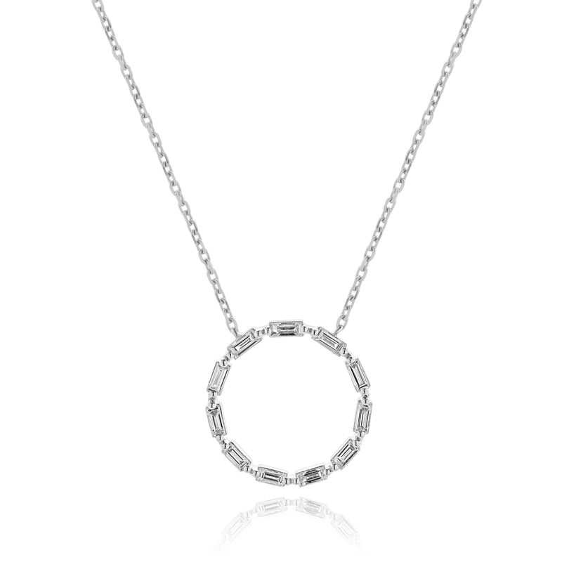 14 Karat White Gold Diamond Circle Necklace