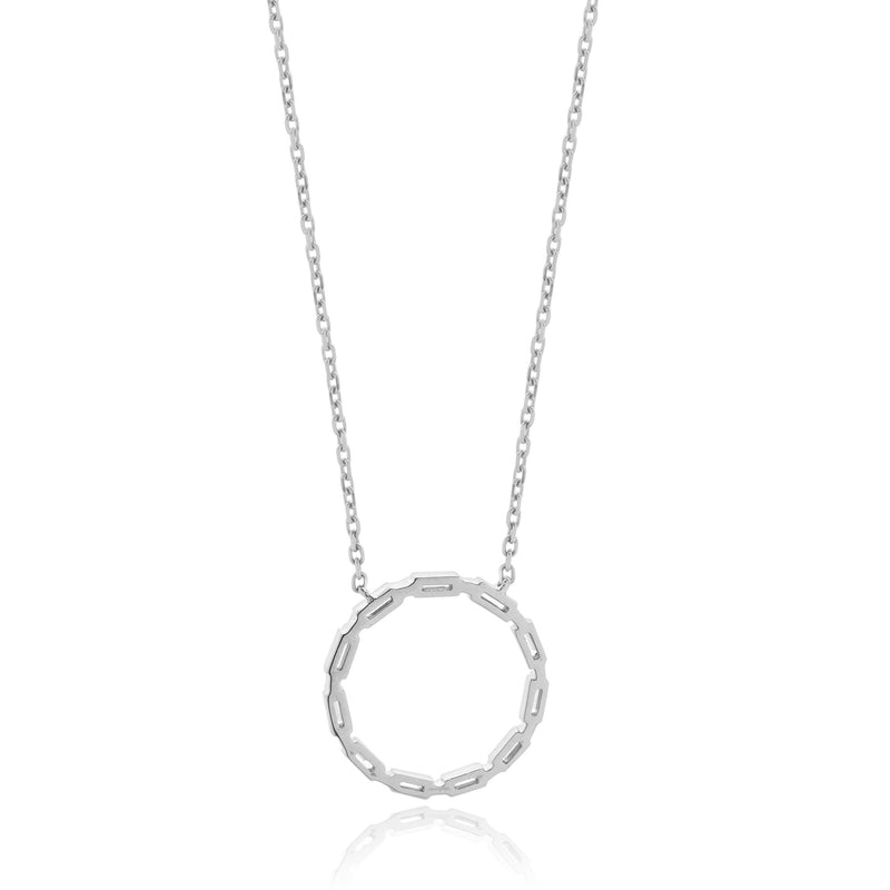 14 Karat White Gold Diamond Circle Necklace