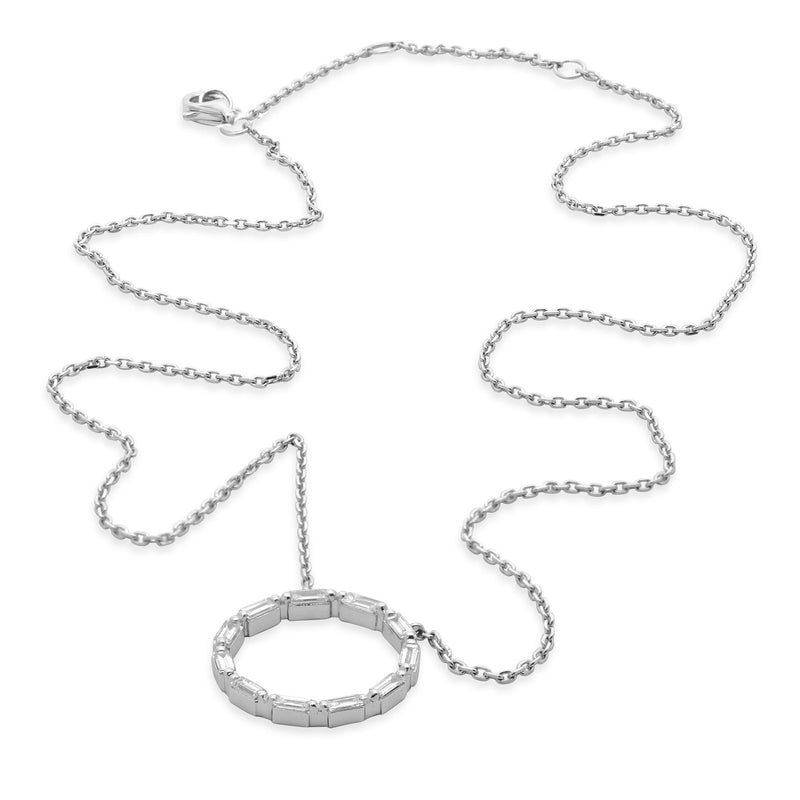 14 Karat White Gold Diamond Circle Necklace