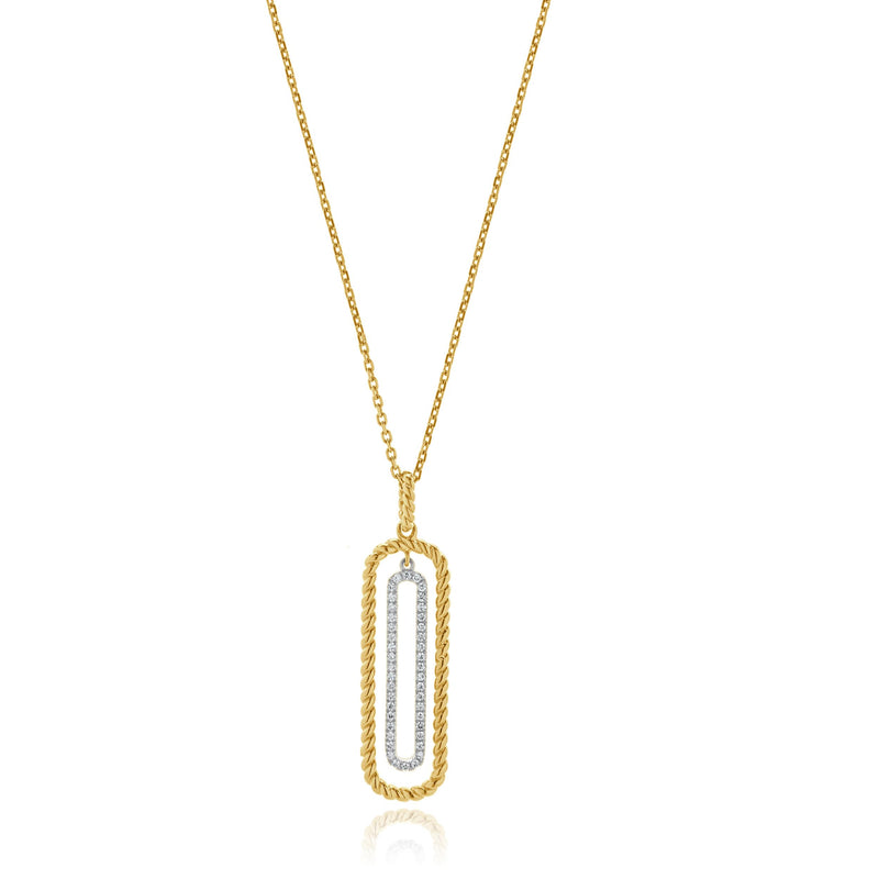 14 Karat Two Tone Gold Open Drop Diamond Necklace
