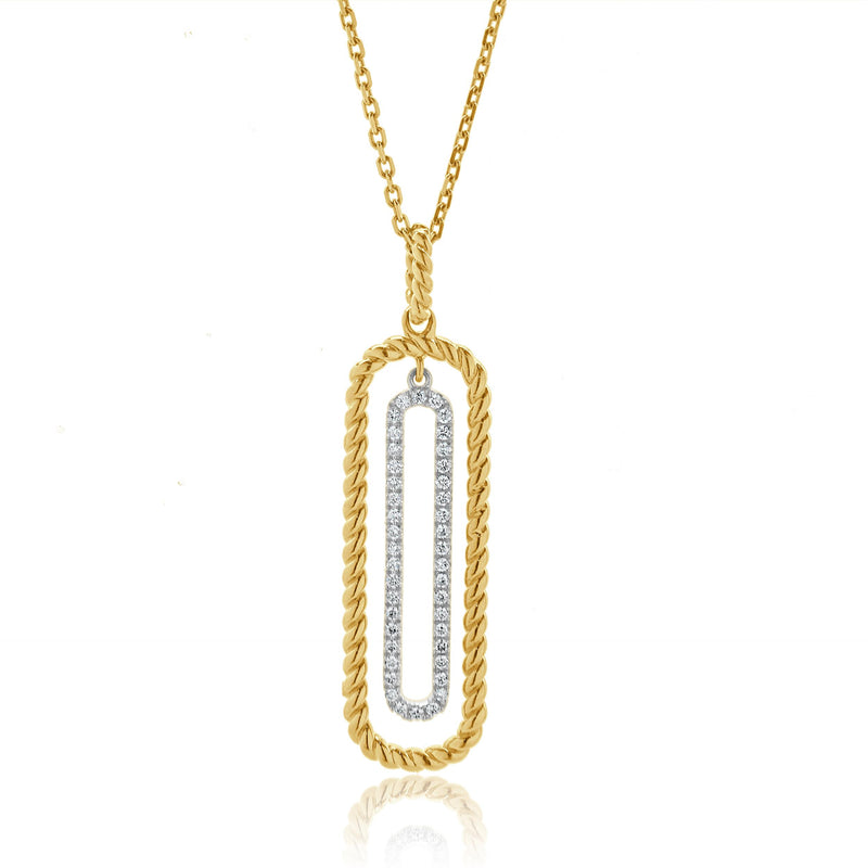 14 Karat Two Tone Gold Open Drop Diamond Necklace