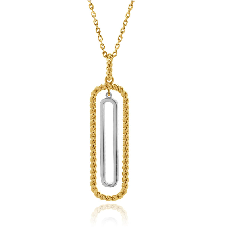 14 Karat Two Tone Gold Open Drop Diamond Necklace