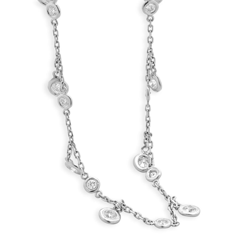 14 Karat White Gold Diamonds By The Yard Dangle Necklace