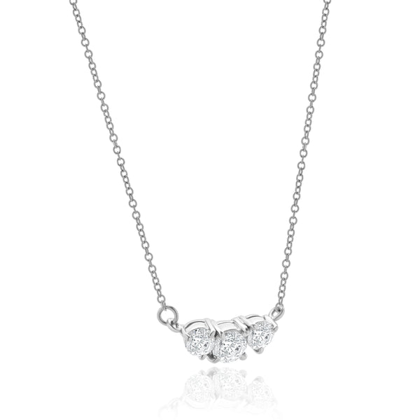 Platinum Three Diamond  Necklace