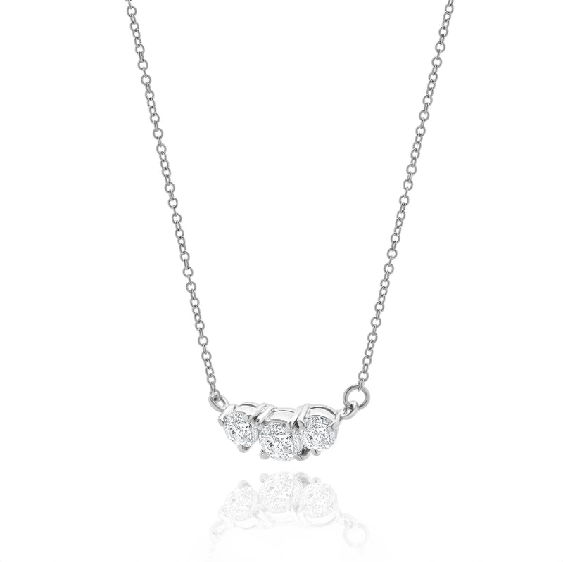 Platinum Three Diamond  Necklace