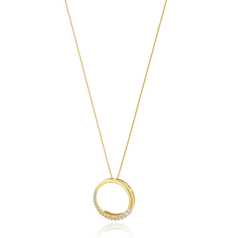 14 Karat Yellow Gold Graduated Diamond Half Circle Necklace