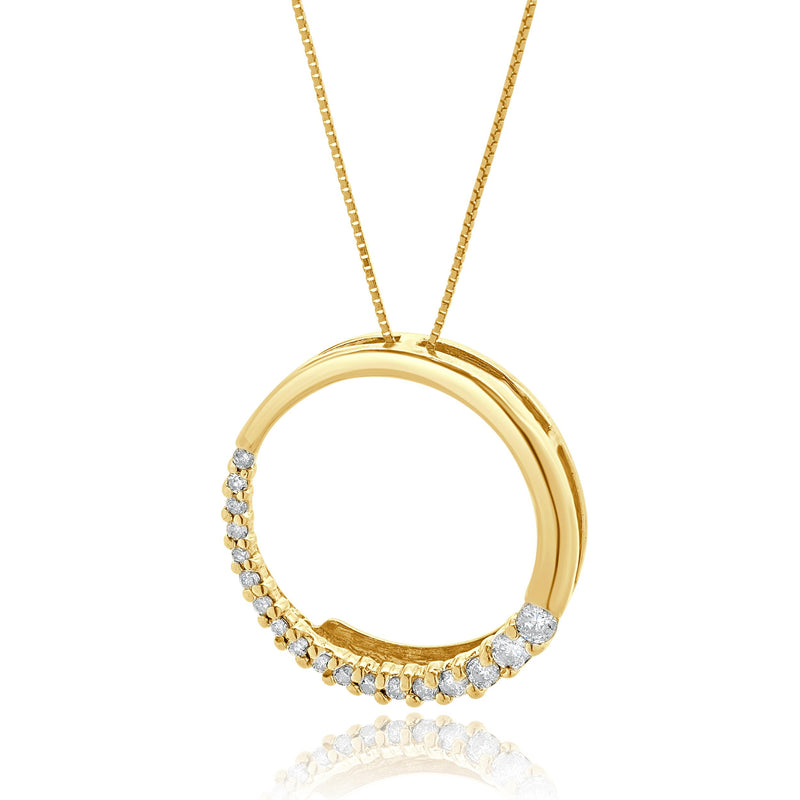 14 Karat Yellow Gold Graduated Diamond Half Circle Necklace