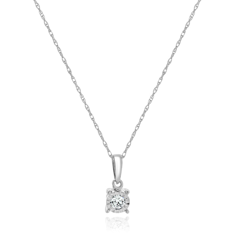 14 Karat White Gold Diamond Solitaire Necklace