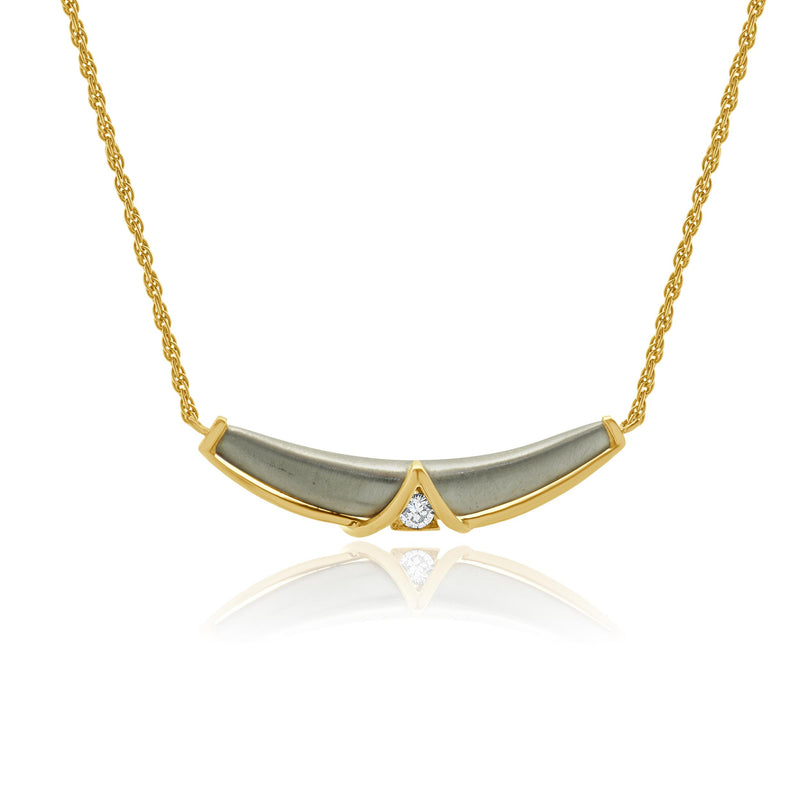 14 Karat Two Tone Diamond Chevron Necklace