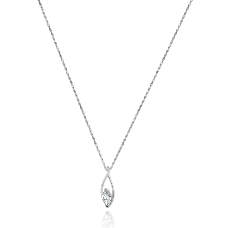 14 Karat White Gold Cut Diamond Necklace
