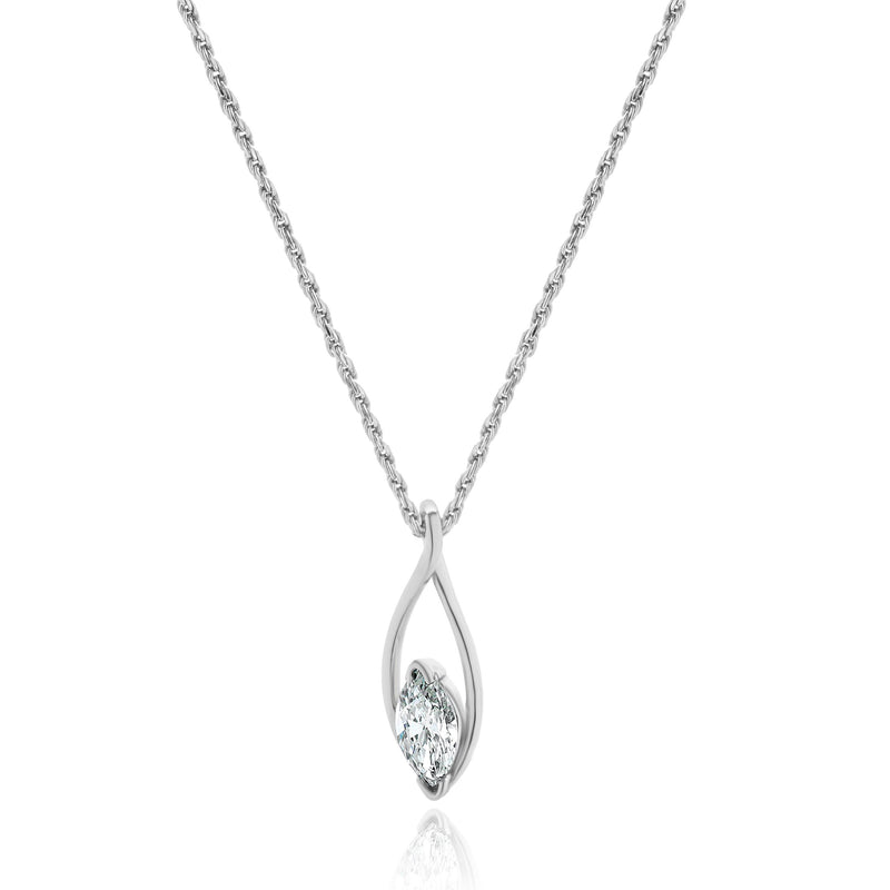 14 Karat White Gold Cut Diamond Necklace