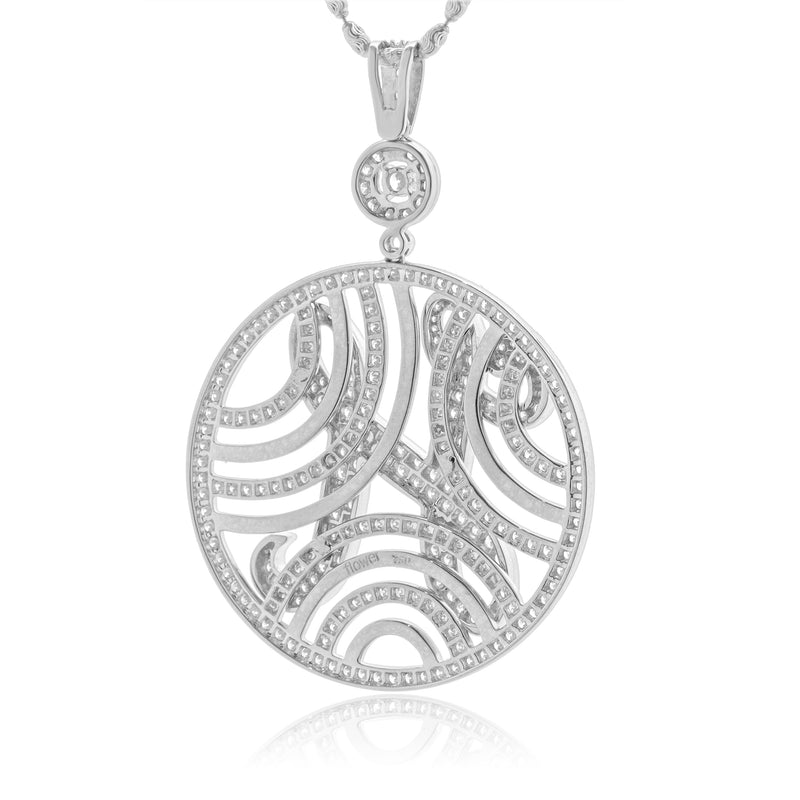 18 Karat White Gold Diamond 3D Diamond Letter H Necklace