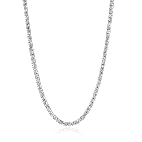 14 Karat White Gold Diamond Inline Tennis Necklace with Adjuster