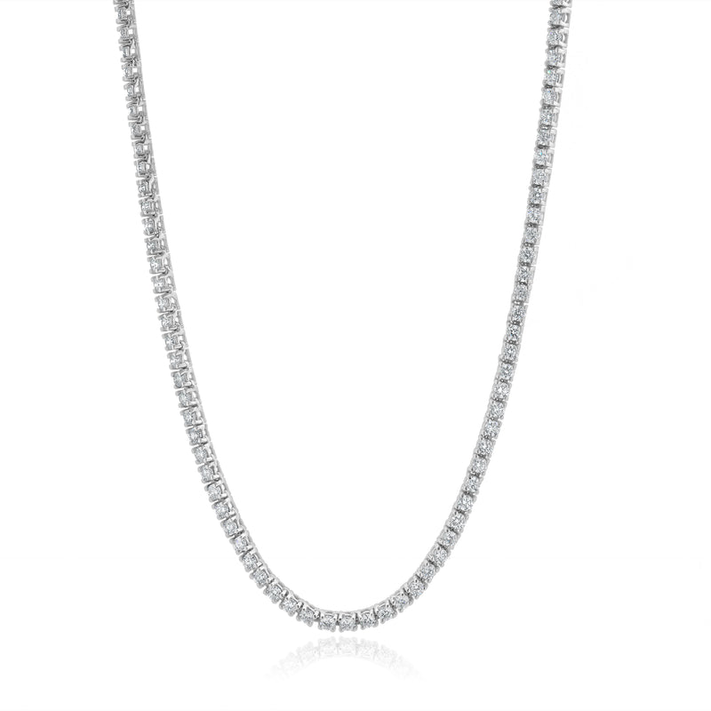 14 Karat White Gold Diamond Inline Tennis Necklace with Adjuster