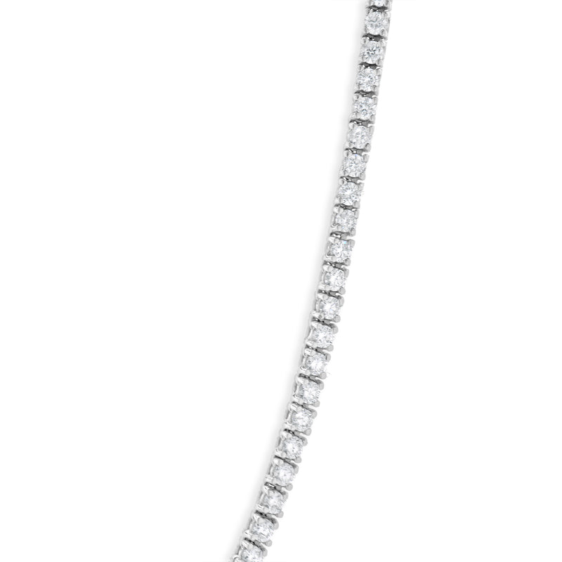 14 Karat White Gold Diamond Inline Tennis Necklace with Adjuster
