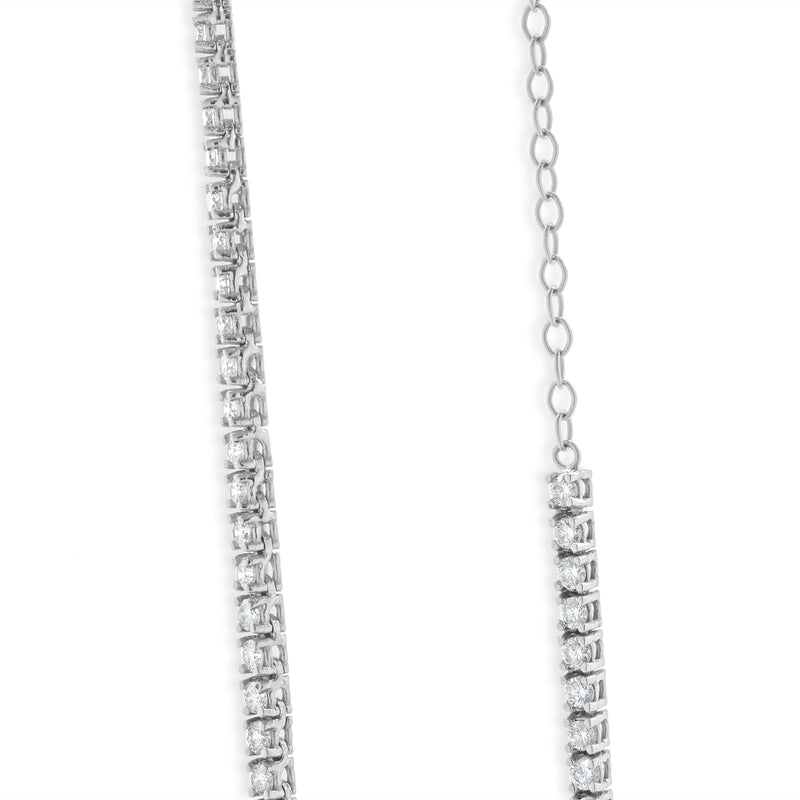 14 Karat White Gold Diamond Inline Tennis Necklace with Adjuster