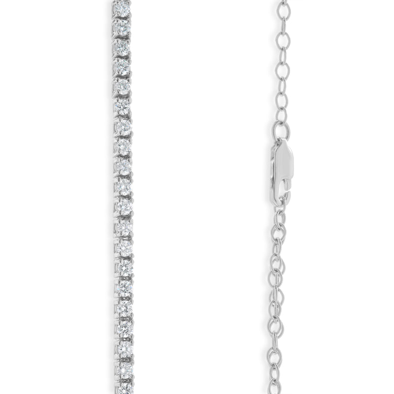 14 Karat White Gold Diamond Inline Tennis Necklace with Adjuster