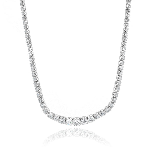 14 Karat White Gold Graduated Diamond Inline Tennis Necklace